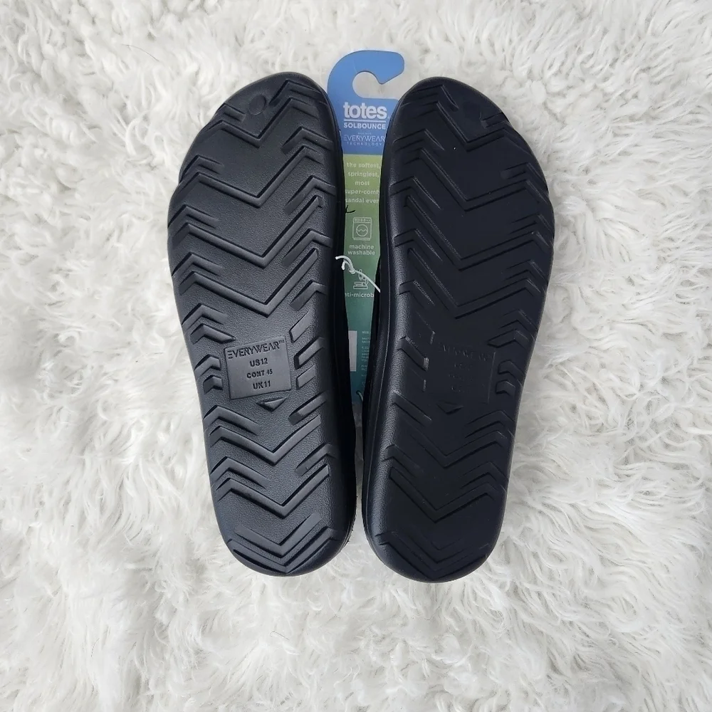 Totes Boost Your Mood. Bounce Toe Post Mens Sandals. Black. Size 12. New.